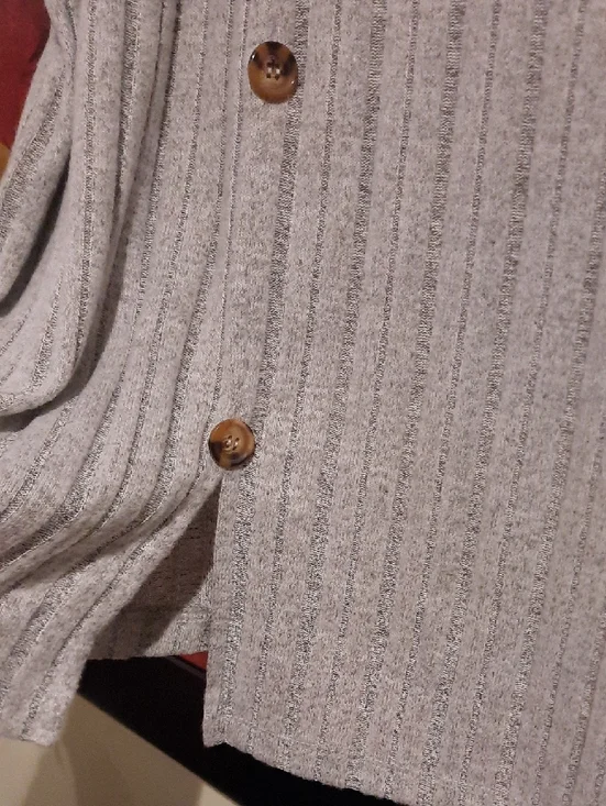 NWT Light Gray Ribbed Square-Neck Spring Sweater with Side Buttons Plus Size 3X - Picture 4 of 5